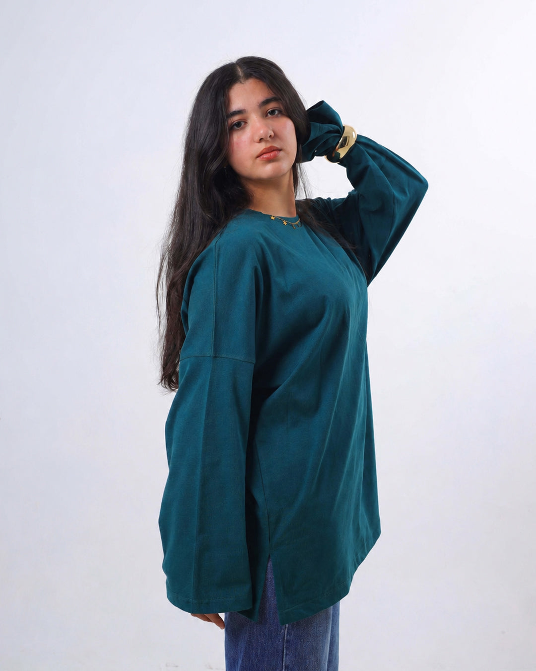 Long sleeve Oversized t-shirt -Dark Olive color