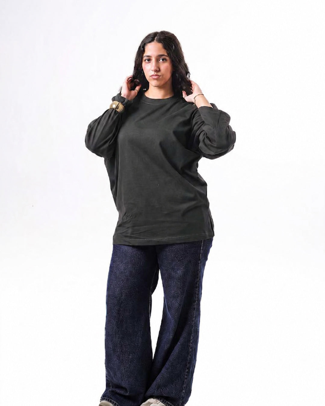 Long sleeve Oversized t-shirt -Dark Gray color