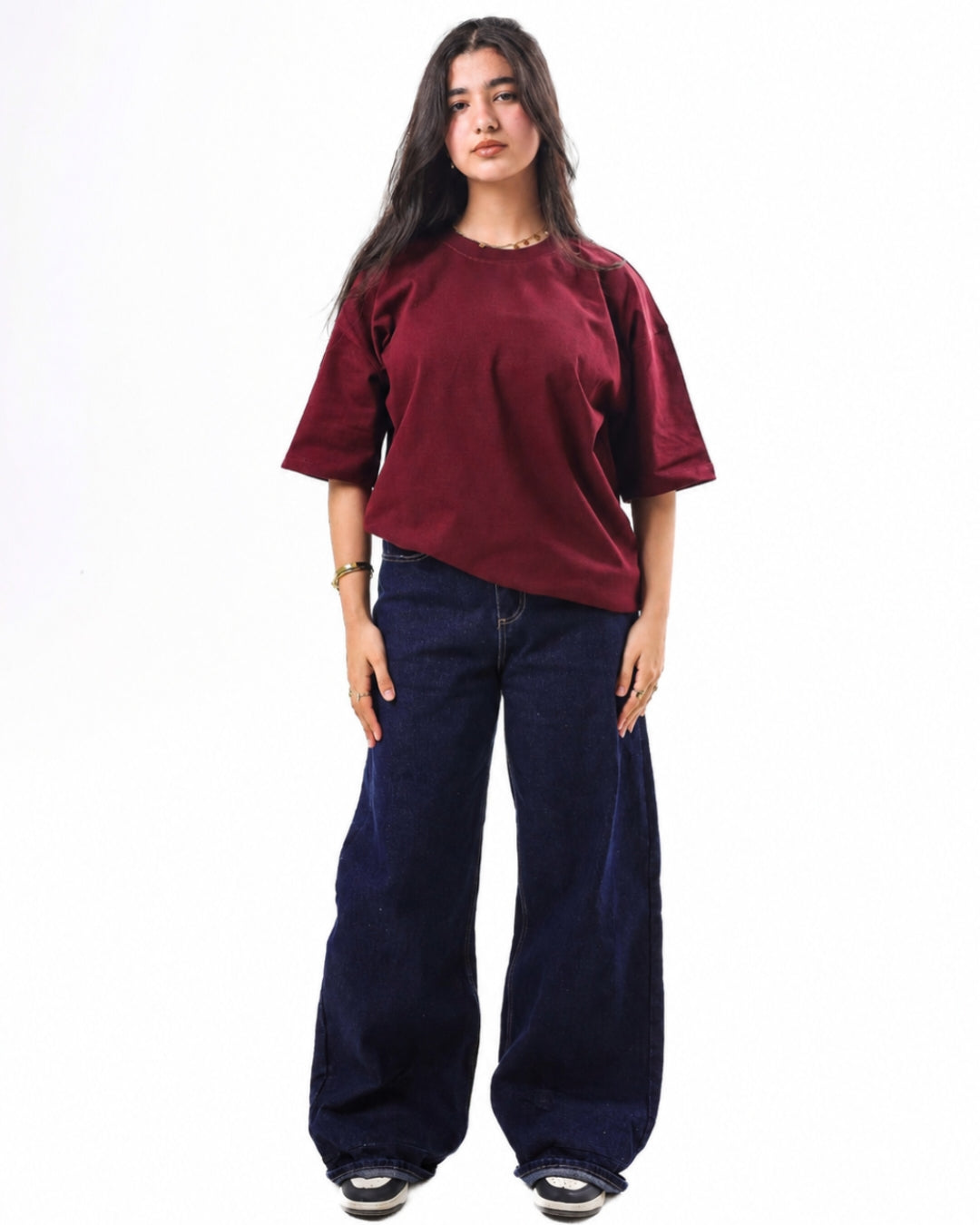 Oversized t-shirt -burgundy color