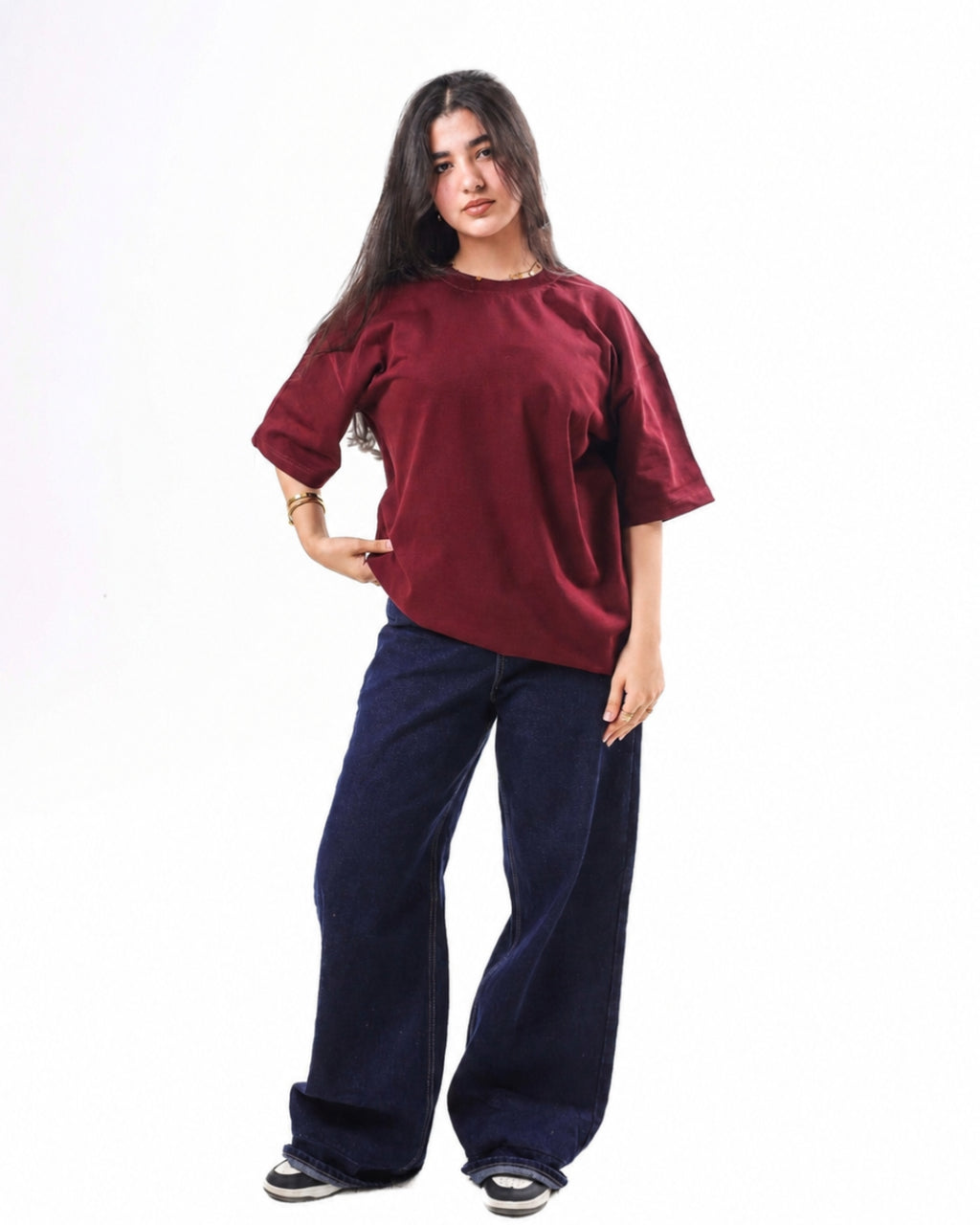 Oversized t-shirt -burgundy color