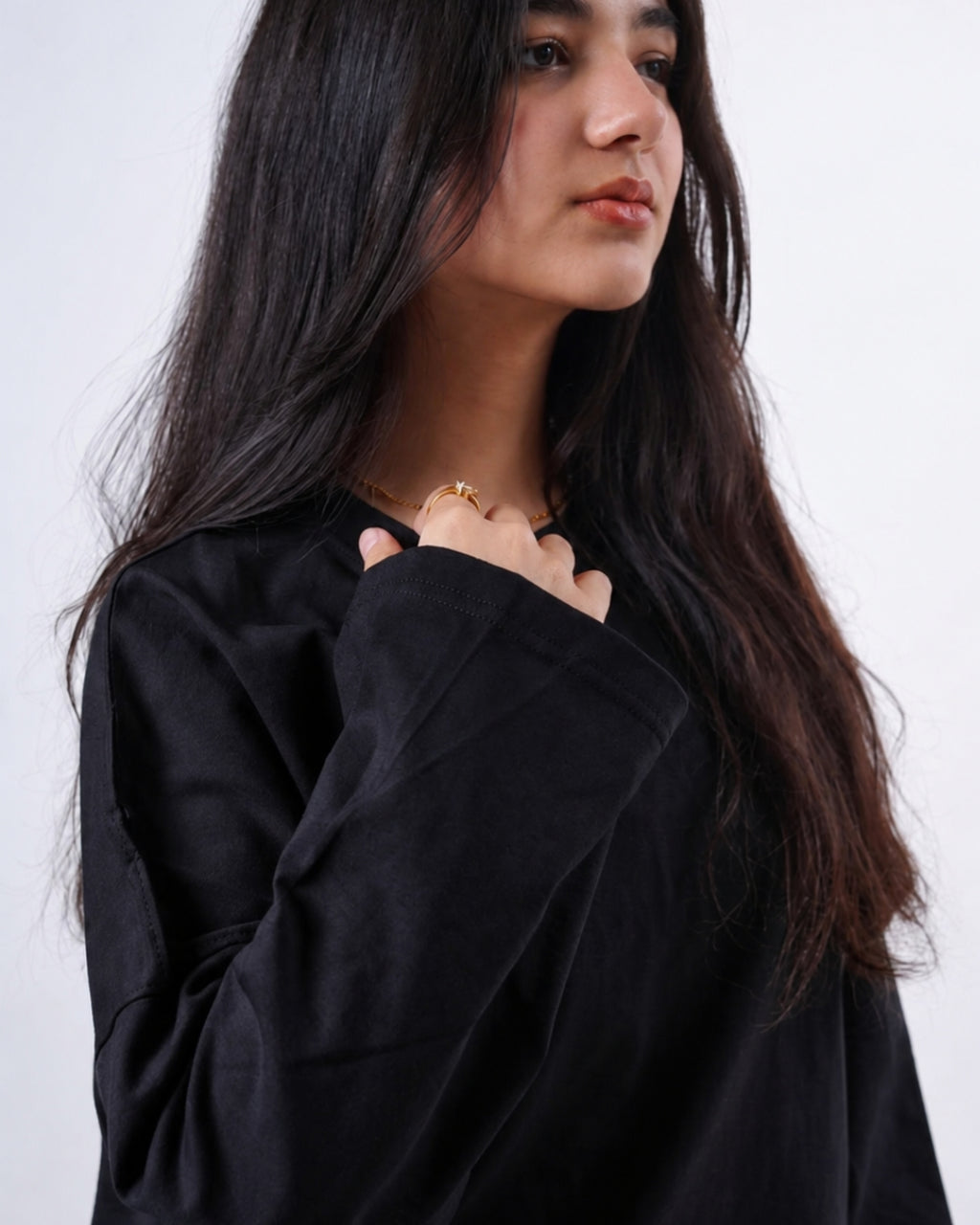 Long sleeve Oversized t-shirt -Black color