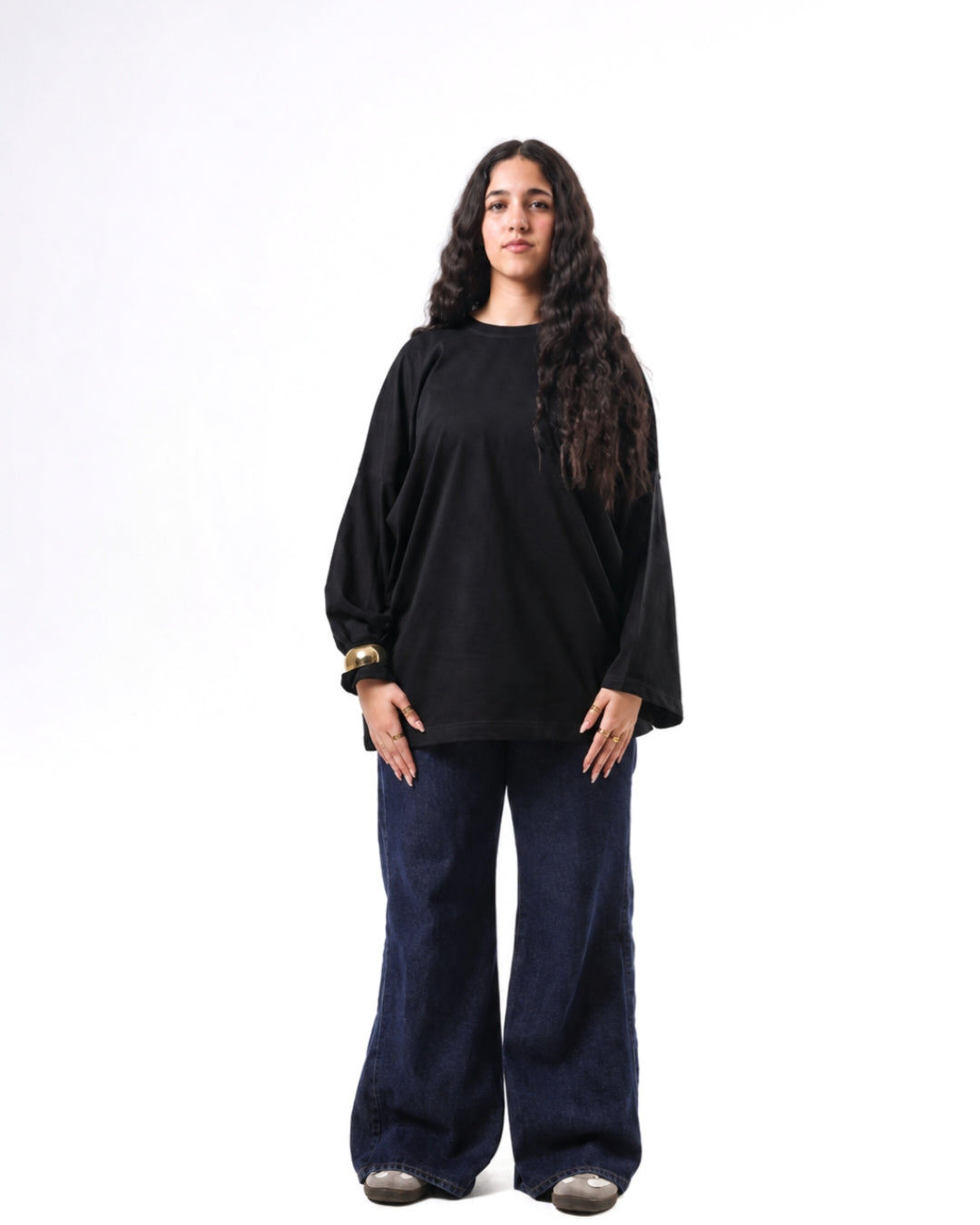 Long sleeve Oversized t-shirt -Black color