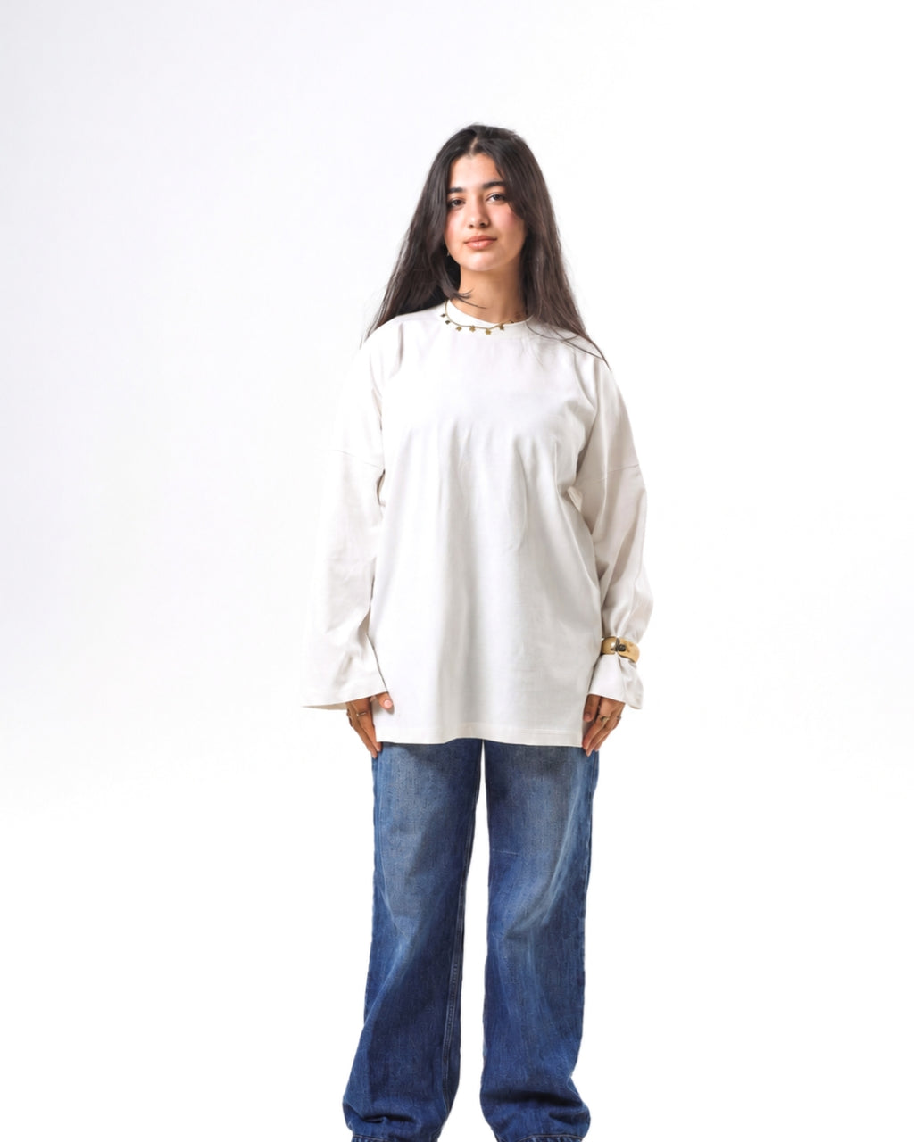 Long sleeve Oversized t-shirt -White color