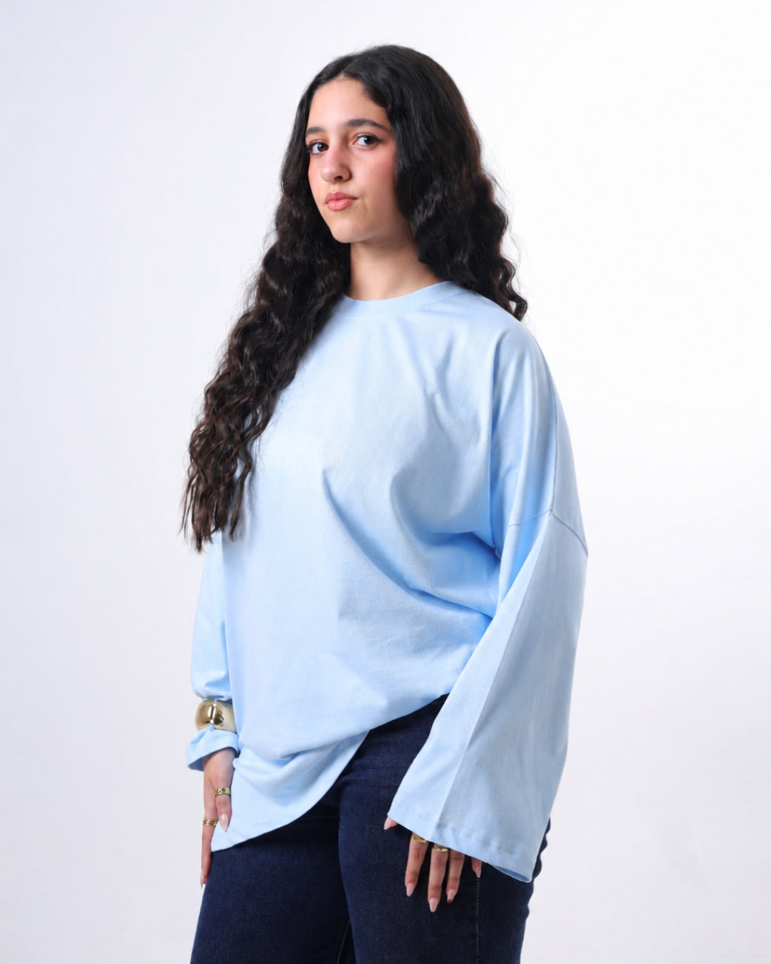 Long sleeve Oversized t-shirt -Baby Blue color