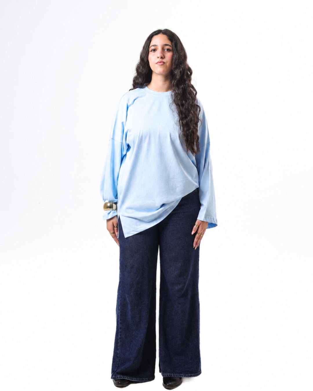 Long sleeve Oversized t-shirt -Baby Blue color