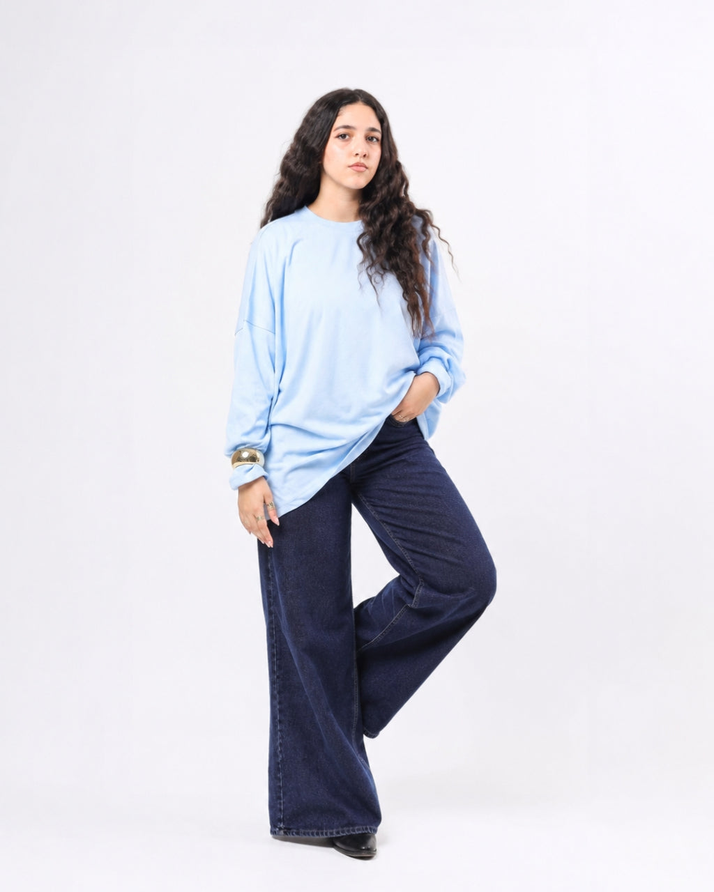 Long sleeve Oversized t-shirt -Baby Blue color