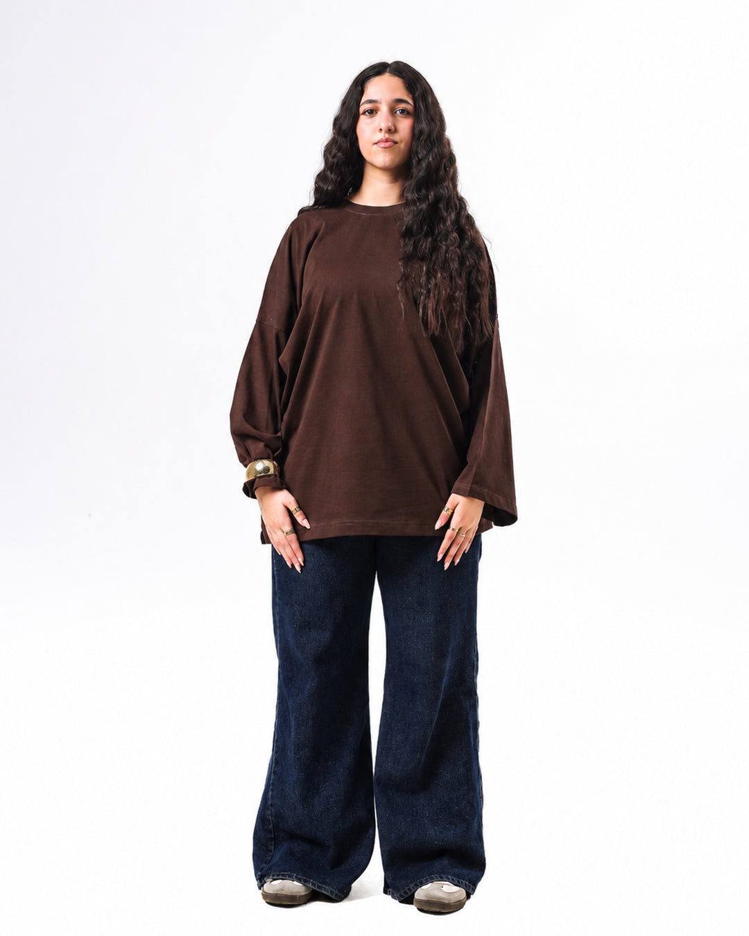 Long sleeve Oversized t-shirt -Brown color