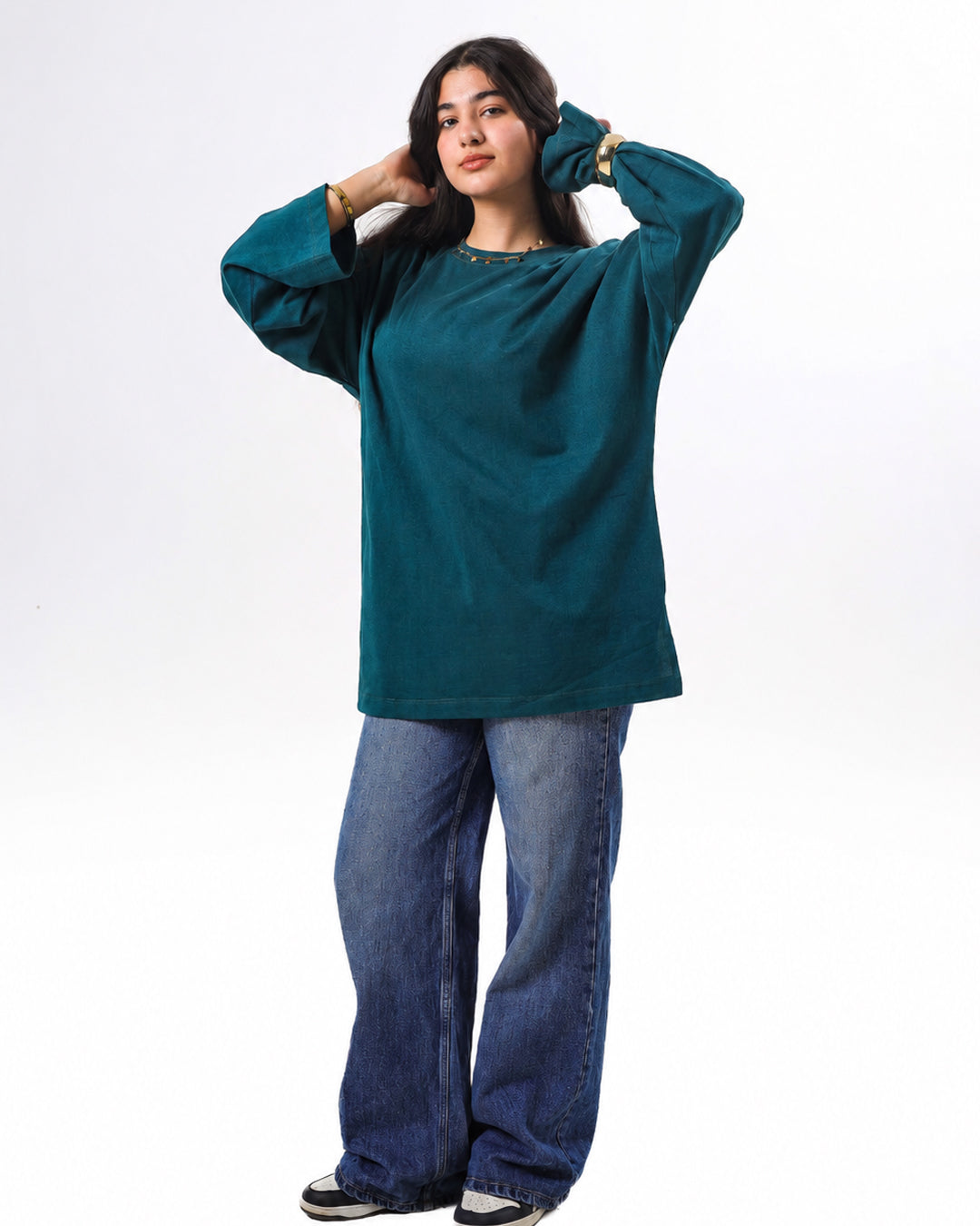 Long sleeve Oversized t-shirt -Dark Olive color