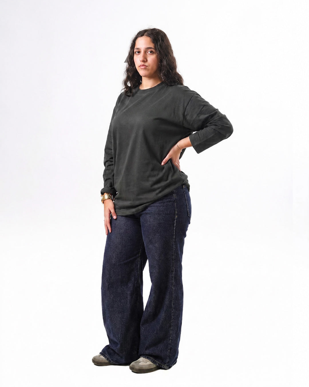 Long sleeve Oversized t-shirt -Dark Gray color
