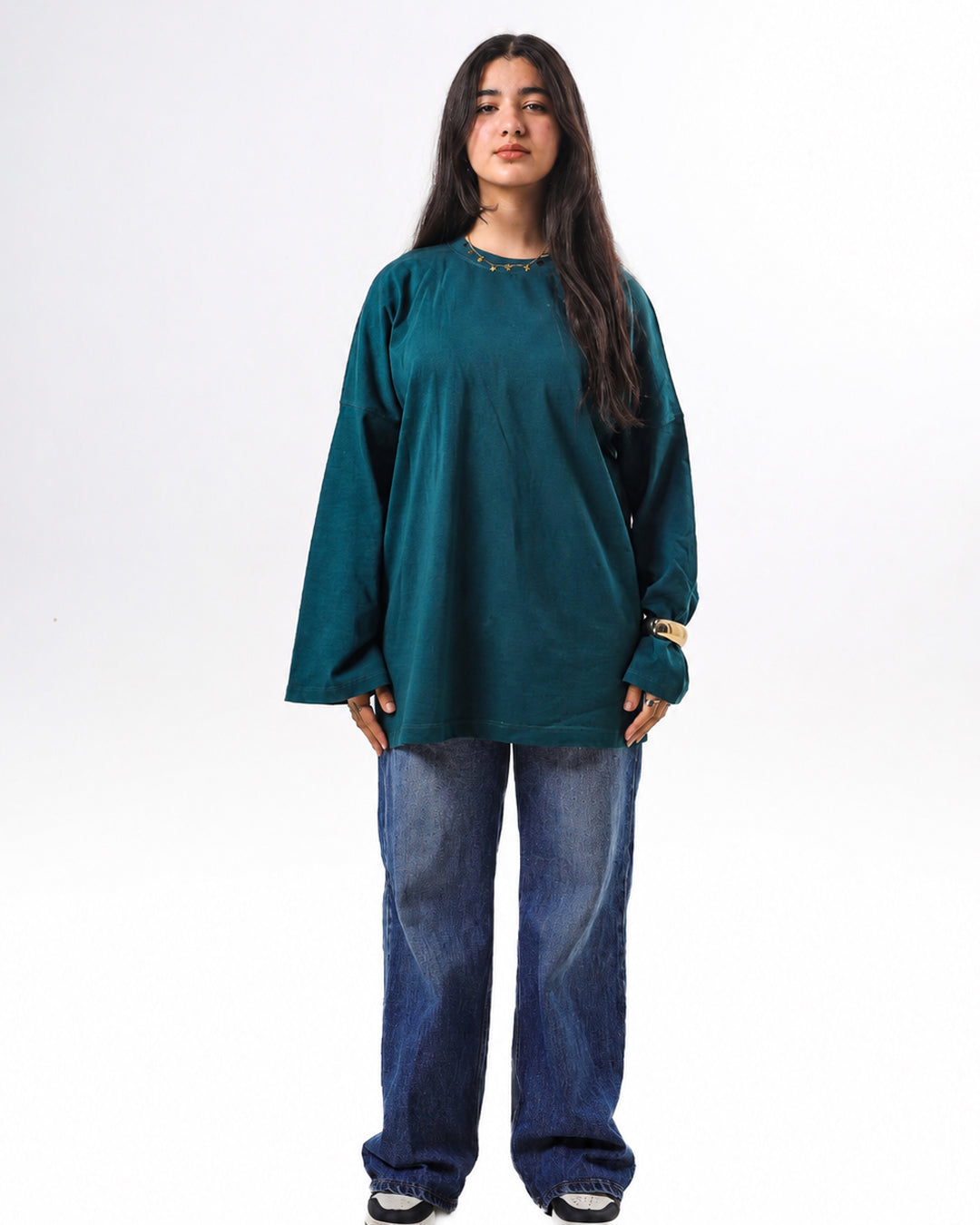 Long sleeve Oversized t-shirt -Dark Olive color
